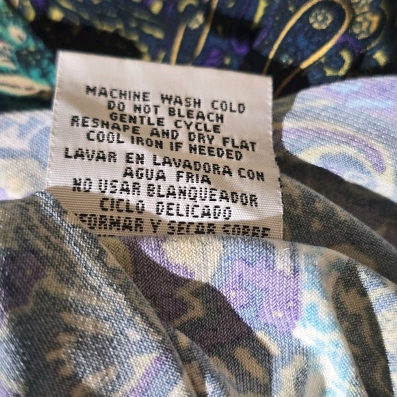 Julian Taylor NEW YORK Paisley Midi Dress Size 8 Blue Green Black‎ Long Sleeve - Picture 9 of 12